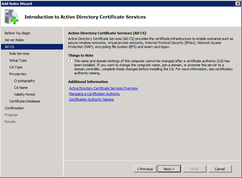 Add Active Directory Certificate Services AD CS Role 2
