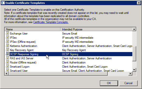 certsrv - Certificate Template to Issue - OCSP Response Signing