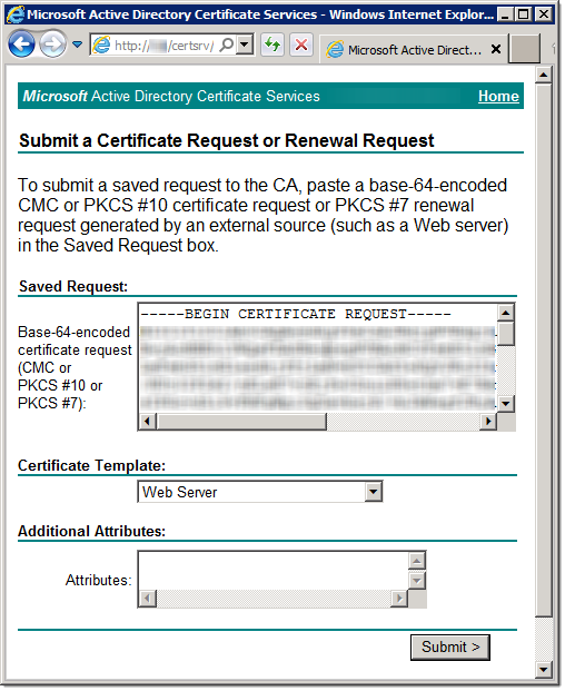 Submit a Certificate Request or Renewal Request